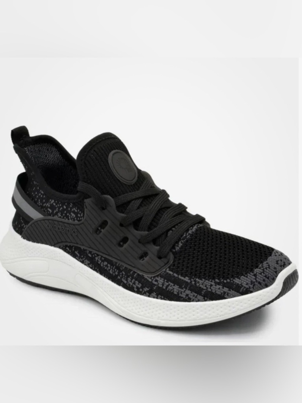 Men's Black Knit Running Sneakers with White Sole